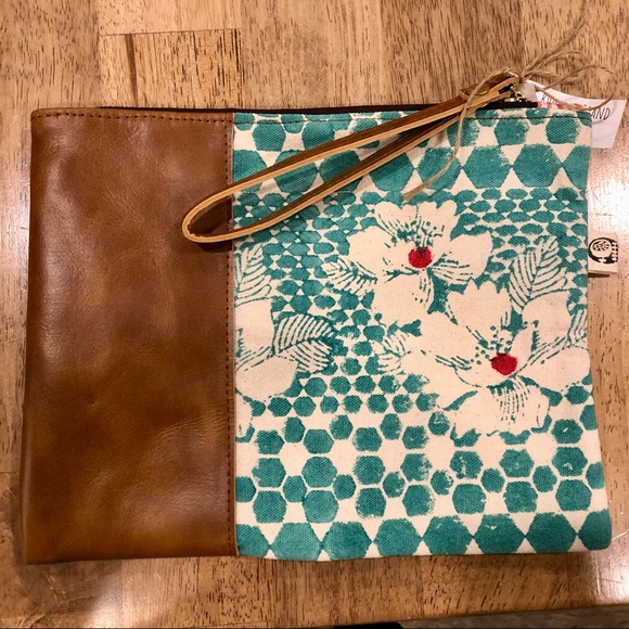 Handmade Canvas & Leather Clutch/Wristlet - Picture 2 of 4